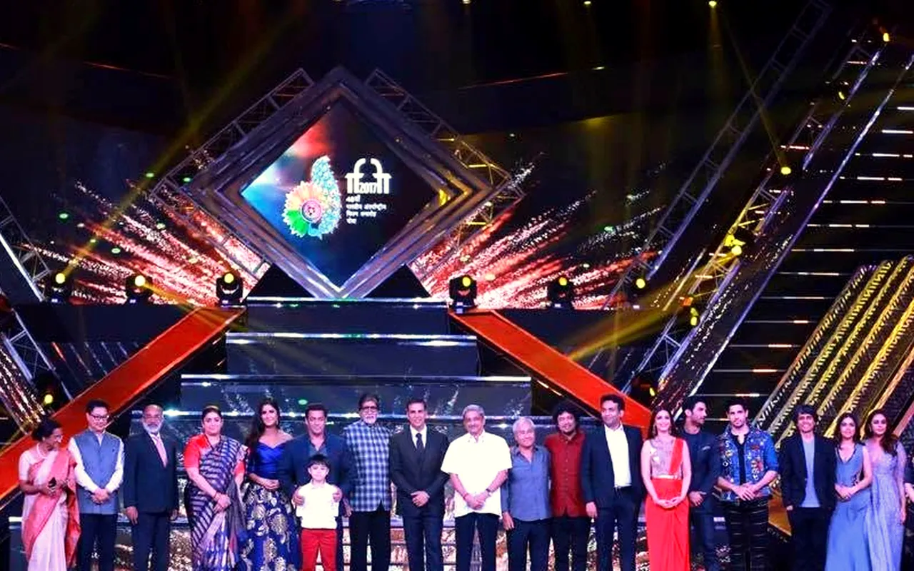 IFFI 2017 opening ceremony stage with guests lined up